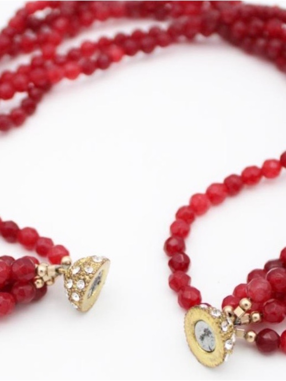 Multi-Strand Red Beaded Necklace - Elegant Layered Style - Picture 5 of 6